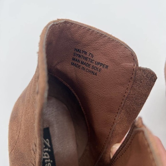 Zigi Soho Womens Halyn Ankle Boots Booties Brown Zipper Stacked Heel Woven 7.5 M - Picture 7 of 8